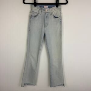 MOTHER Womens The Insider Crop Step Fray High Rise Casual Light Wash Jeans 25